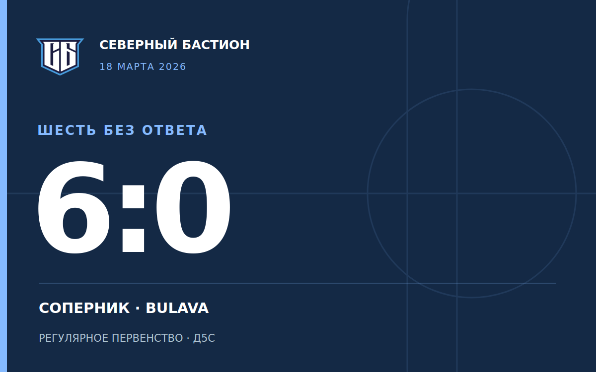 Шесть без ответа: Северный Бастион — Bulava, 6:0